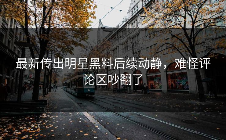 最新传出明星黑料后续动静，难怪评论区吵翻了
