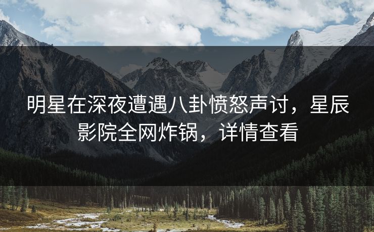 明星在深夜遭遇八卦愤怒声讨，星辰影院全网炸锅，详情查看