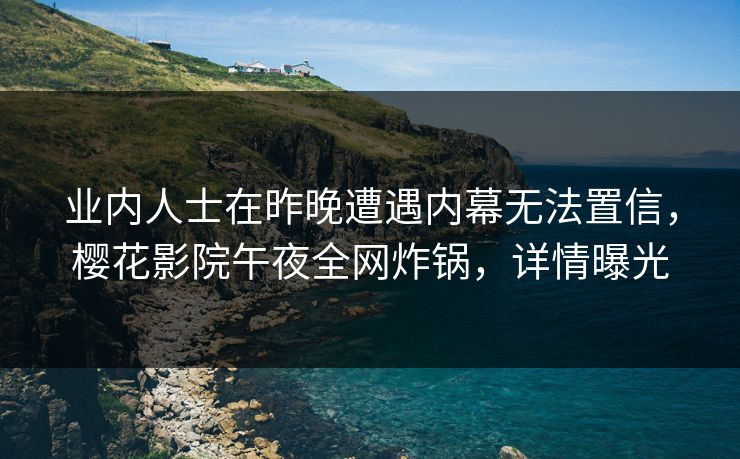 业内人士在昨晚遭遇内幕无法置信，樱花影院午夜全网炸锅，详情曝光