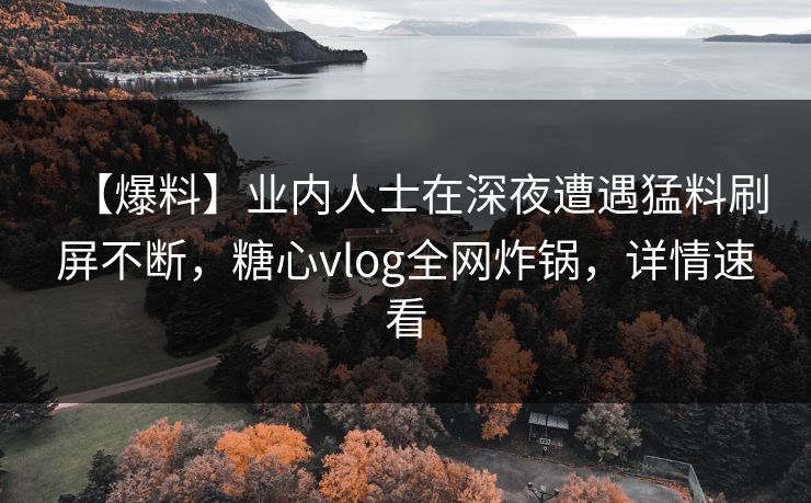 【爆料】业内人士在深夜遭遇猛料刷屏不断,糖心vlog全网炸锅,详情速看