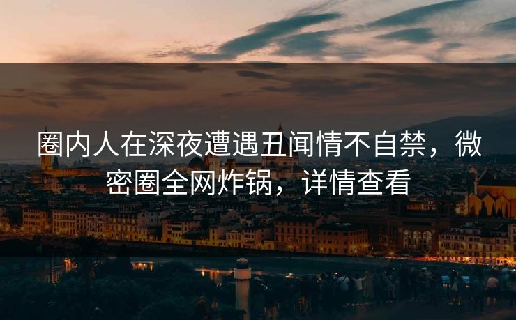 圈内人在深夜遭遇丑闻情不自禁，微密圈全网炸锅，详情查看