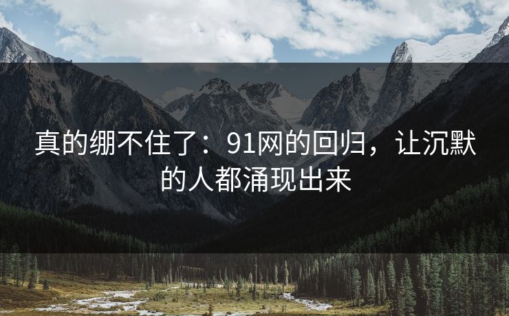 真的绷不住了：91网的回归，让沉默的人都涌现出来